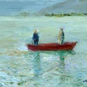 2 pêcheurs sur le lac d'Annecy (1993) 3P