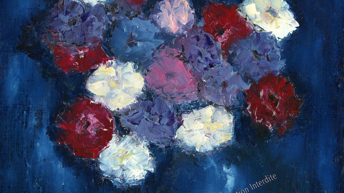 Bouquet au fond et au vase bleu (1994) 40 x 40
