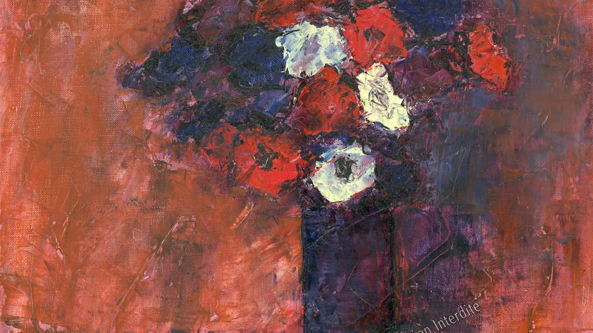 Anémones au fonds rouge (1993) 40x40