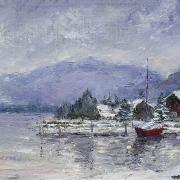 Bateau rouge à Sévrier