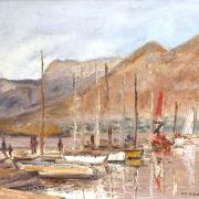 Bateaux à quai sur le lac d'Annecy