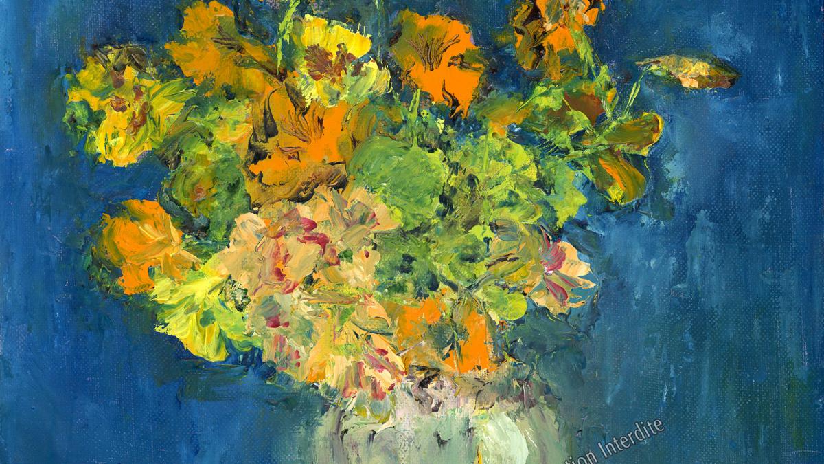 Capucines sur fond bleu (1993) 30 x 30