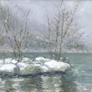 Rochers sous la neige à Albigny